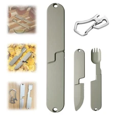 2 in 1 Camping Eating Utensils Set, Respectivem Portable Detachable Knife Spo...