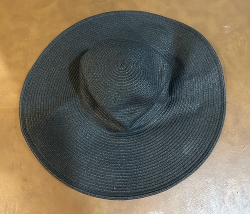 Neu mit Etikett J. Crew Damen Einheitsgröße Papier Stroh breiter Rand Schlapphut schwarz Sonne Strandhut - Bild 2 von 6