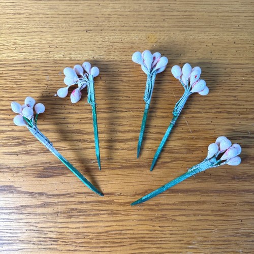 5 Piece Light Pink Berry Picks Stems Craft Floral Arrangement Embellishment