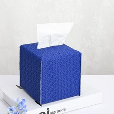 1 Pack Tissue Box Cover, Square PU Leather Tissue Holder, Decorative Facial T...