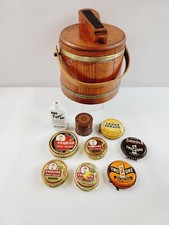Wooden Firkin Shoe Shine Bucket Round Barrel w/ Shoe Rest Lid  1950s Polish