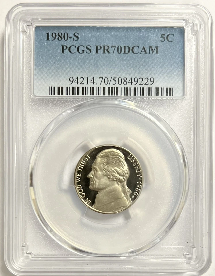 Jefferson Nickel 1980 S PCGS Graded PR 70 Deep Cameo Uncirculated 5c - Image 3 of 4