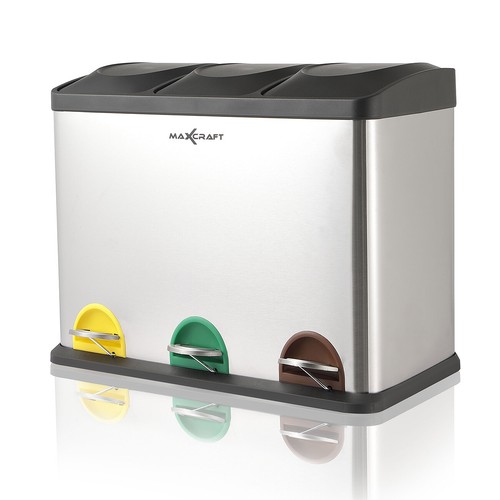 MAXCRAFT Mülleimer 54L Recycling Edelstahl Abfallsortierung Küche Deckel - Bild 7 von 9