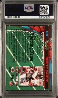 NFL Brett Favre サインカード 1991 Brett Favre signed Topps Stadium Club #94 Rookie Card