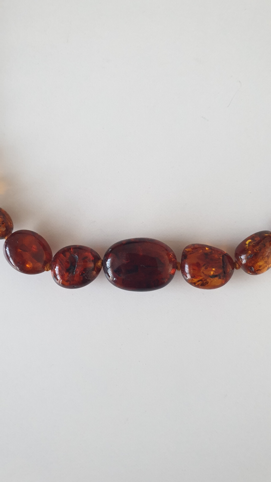 Kette Bernstein natur Oliven einzeln geknotet 21,5 g NEU