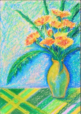 Stillleben Gelbe Löwenzahn Blumen Öl Pastel Gemälde. Ohne Rahmen.33x23 cm - Bild 1 von 3