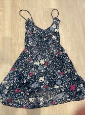 women’s plus size blue multicolored flower patterned sundress