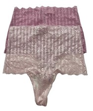 Victoria's Secret Nwt Stripe Lace Lot of 2 High Waist Thong Panty Panties Medium