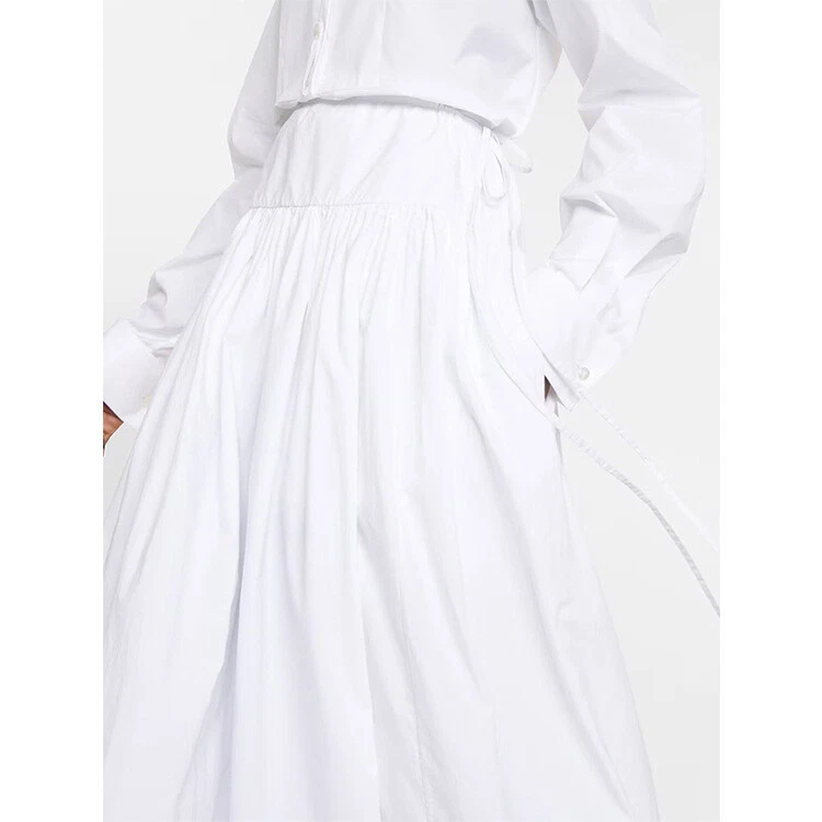 Womens THE ROW Pleated Cotton Summer New Long Loose Skirt - Image 4 of 4