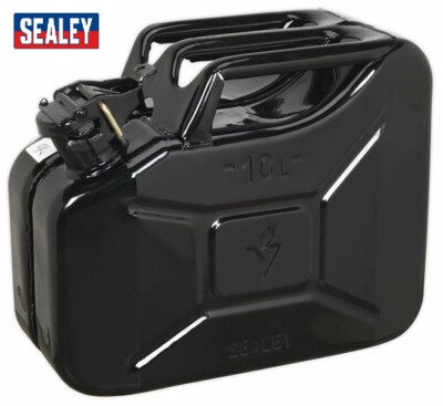 SEALEY SCHWARZ 10 LITER METALL KRAFTSTOFFKANISTERDOSE BENZIN DIESEL 10L BEHÄLTER JC10B