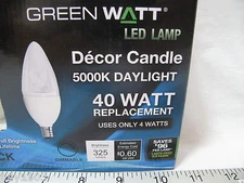 NEW 4-pk Green Watt 40W LED Bulbs B11 Candelabra E12 Daylight 5000K Fan Light