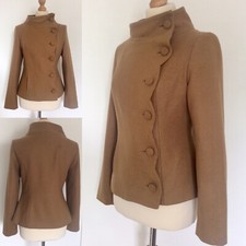 Fever London Jacket Size 10 Uk Camel Scalloped Button Wool