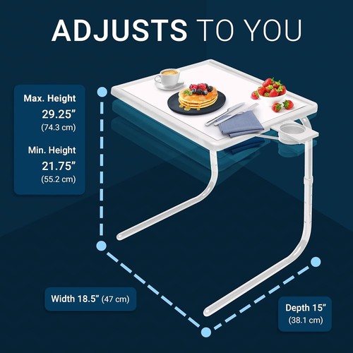 Silver Portable Tray Table - Adjustable Heights & Angles for Ultimate Comfort - Picture 5 of 11