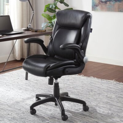 Serta 49987 Air Lumbar Bonded Leather Manager Office Chair, Black