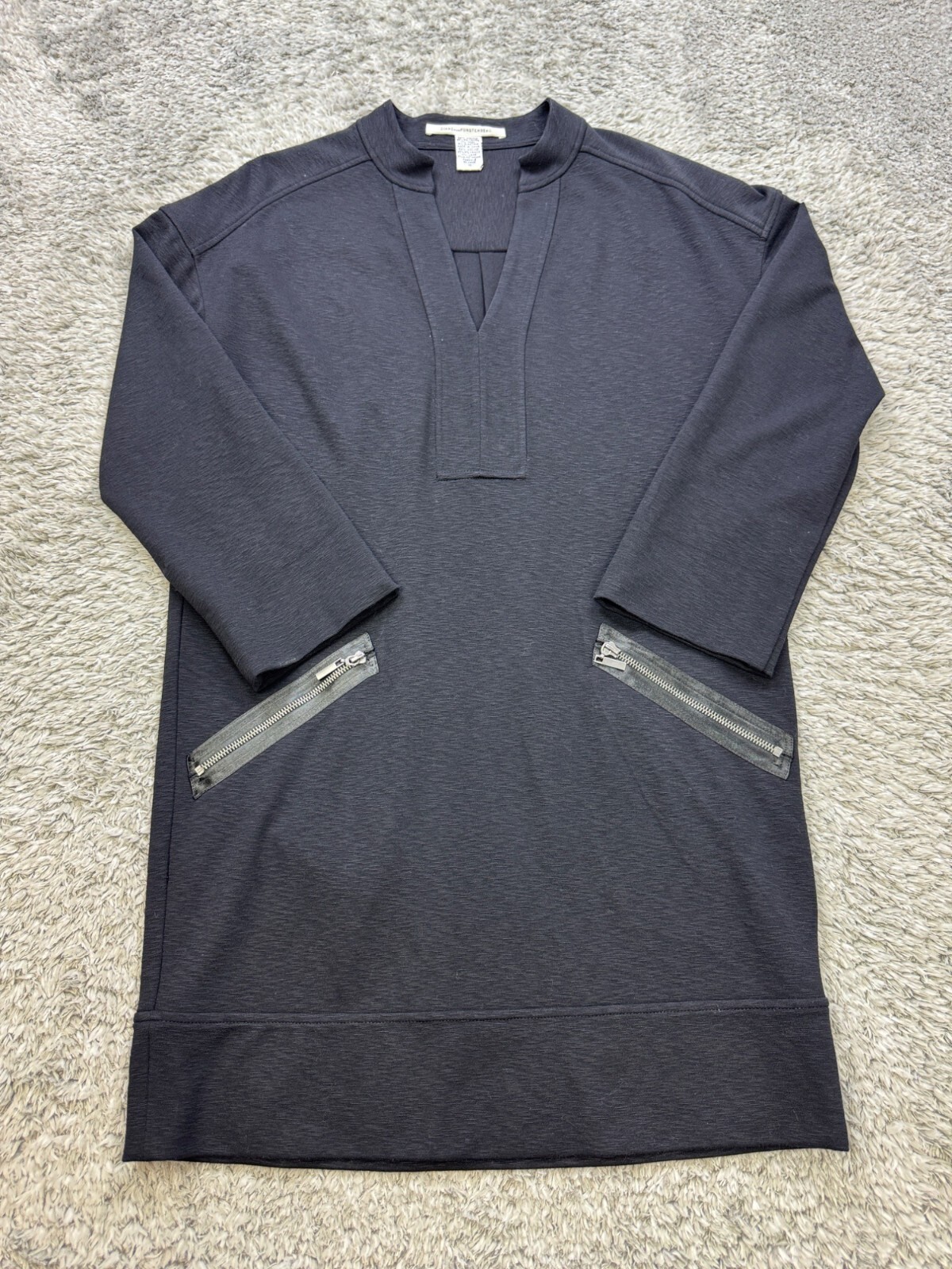 Diane Von Furstenberg Dress Womens 10 Black Wool Blend Lagenlook Cottage Tunic