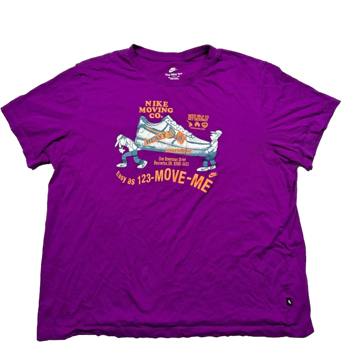 ◆Nike◆MOVING COMPANY グラフィック Tシャツ 送料込 Nike The Nike Tee Purple Graphic Nike Moving Co 100% Cotton