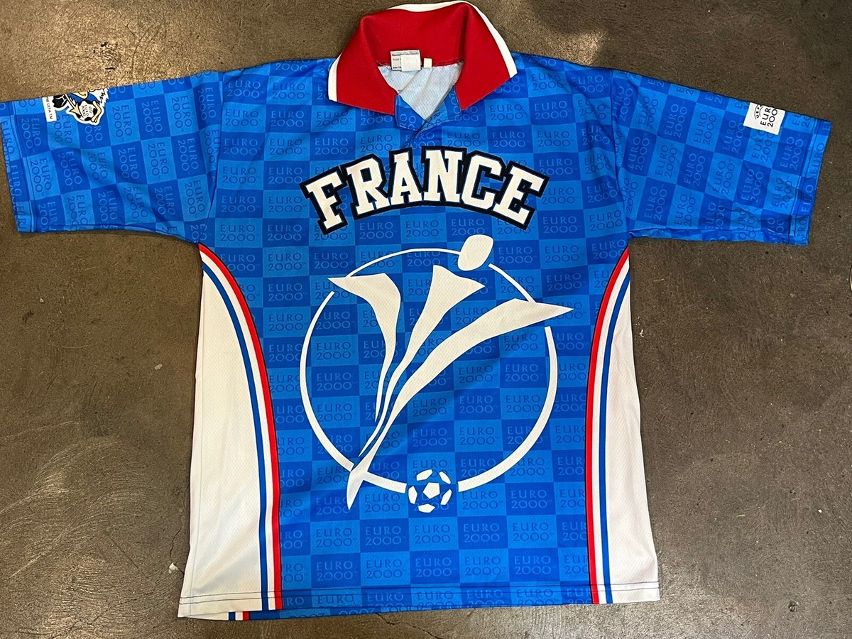 00s  2000年UEFA欧州選手権 フランス代表 ユニフォーム Euro 2000 France UEFA Soccer/Football Shirt Size Med Collared Blue