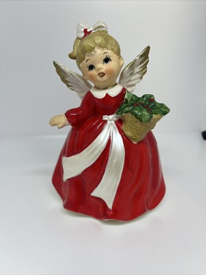 VINTAGE CHRISTMAS INARCO HOLLY GIRL PLANTER 6 JAPAN E5089