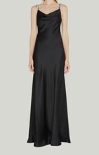 $3195 Jason Wu Women's Black Crystal-strap Crepe Back Satin Gown Dress Size 0