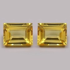 Natural Ceylon Yellow Sapphire Baguette Loose Gemstone Cut Matching Pair 12x10MM