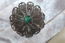 ISRAEL 835 Silver  Eilat stone Vintage Filigree