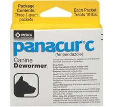 Panacur C Dog Wormer Up to 10 Pounds 1gm 3 Pack Dewormer Tapeworms