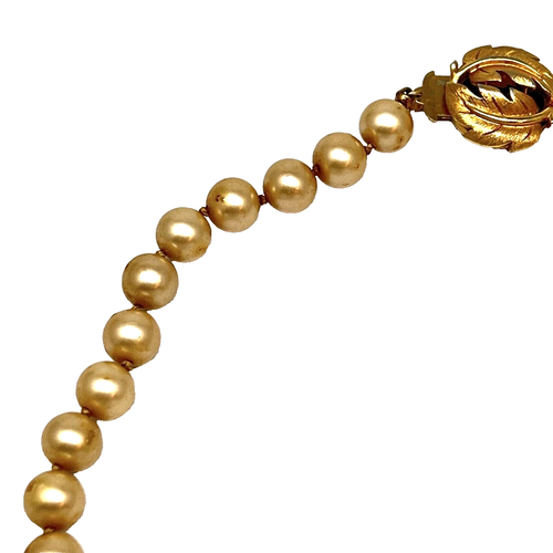 Collar Corona Trifari Imitación Perla Mujer 9mm Cuentas Tono Dorado Filigrana Cierre 16 pulgadas - Imagen 12 de 15