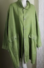Eskandar Sz 2 Fresh Green Really Cool 40" Long Lightweight Linen Raincoat Jacket
