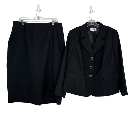 Le Suit Women Polyester Skirt Suit Size 16W Black Liked Business Cocktail 2PC