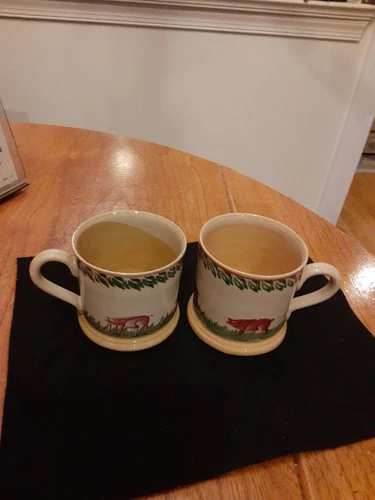 Pair Nicholas Mosse Irish Pottery Mug  Cow Design 3 1/8" T Flaw