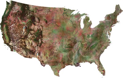 United States USA Satellite Map GLOSSY POSTER PICTURE PHOTO PRINT BANNER 11909
