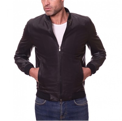 Jacket Leather Biker Mens Slim Fit Real New Vintage Motorcycle Black Lambskin 20