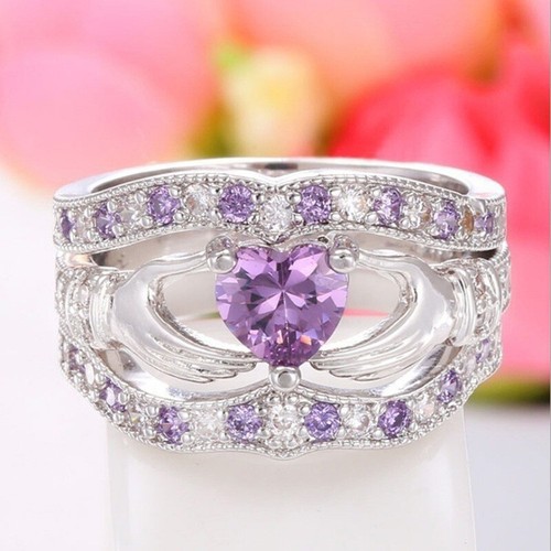 Ring Size 5-11 Elegant Jewelry Women Wedding Ring Cubic Zirconia - Picture 15 of 32