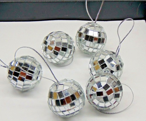12 Mini Mirror Disco Ball w/ Cord ~ Christmas Ornaments 1-1/8" (3cm 1+ inch - Picture 4 of 6