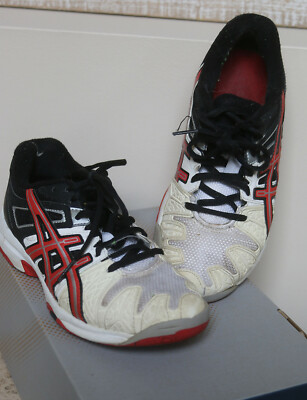 KIDS * ASICS * GEL RESOLUTION 5 * TENNIS SHOES ~ WHITE / FIERY RED / BLACK ~ 3.5
