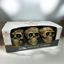 Pumpkin Halloween Halloween Skull Pathway Markers Sound Tested & Working NIB