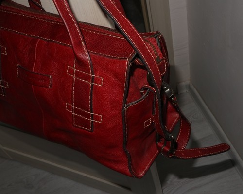 FRYE Womens Burnt Red Leather RARE Artisan Zip Satchel Bag - Picture 3 of 12