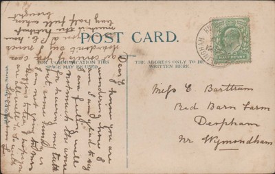 Miss Barttrum Red Barn Farm Deopham Wymondham Norfolk 1906 Ro