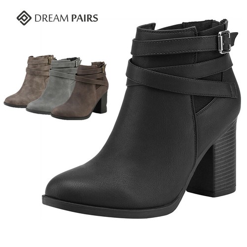Women Chunky Stacked Heel Ankle Booties 