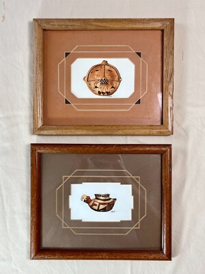 NANCY SULLIVAN Watercolor Paintings - Native American Pottery - Framed & Matted