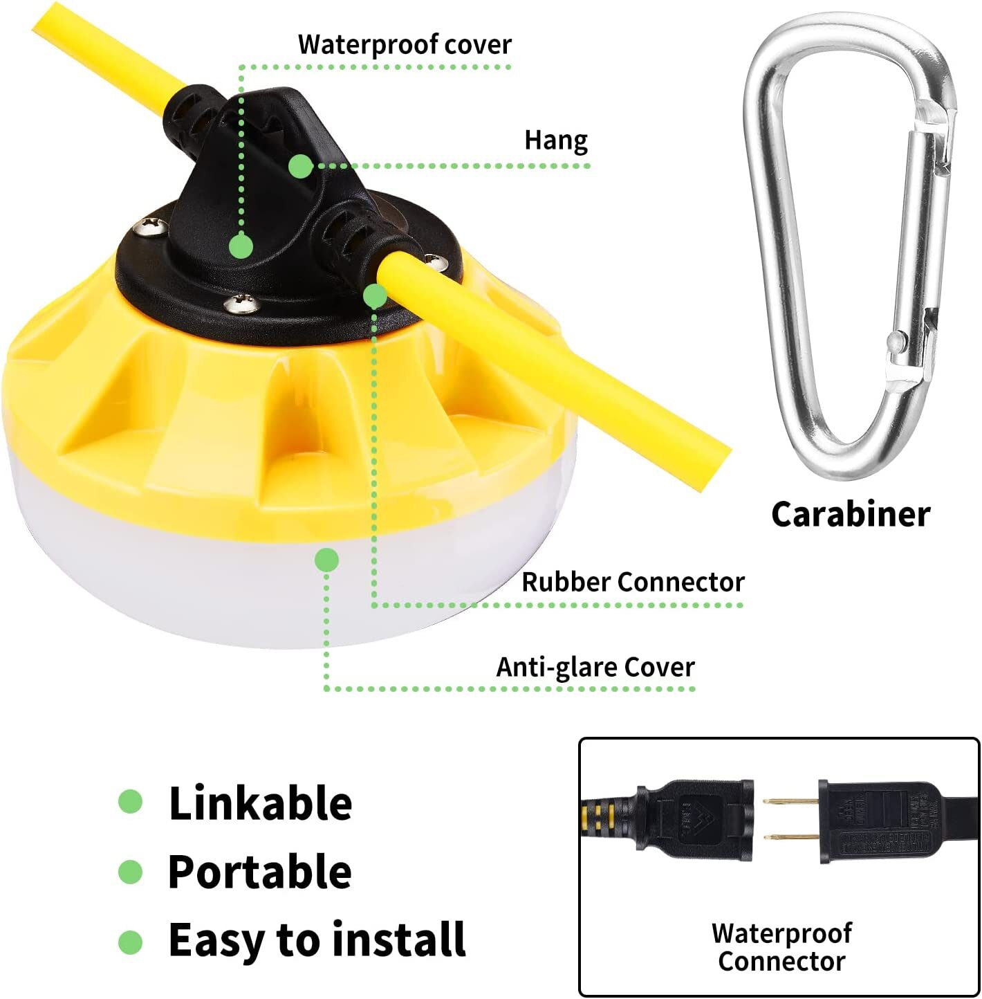 50-200FT Construction String Work Light LED Industrial Commercial Grade Lighting
