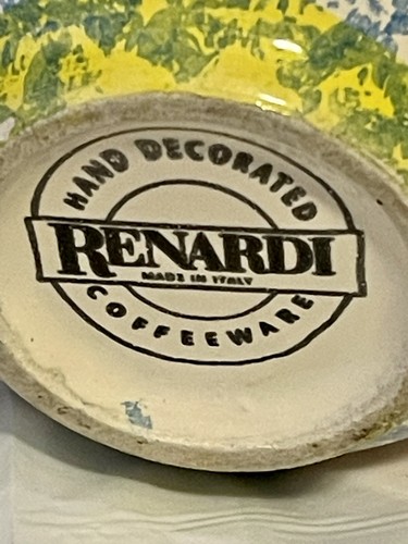Vintage Renardi Italy Hand Painted Small Cup, Saucer Sponge Painted with Rooster - Picture 10 of 16