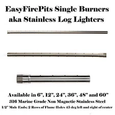 SINGLE 24″ HORIZONTAL TROUGH BURNER / (STAINLESS LOG LIGHTER) – MODEL: B24