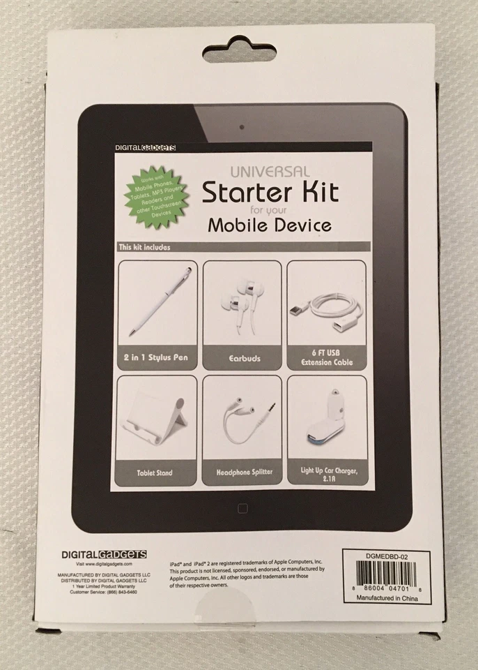 NIB Digital Gadgets Universal Starter Kit For Mobile Device With 6 Accessories - Image 3 of 4