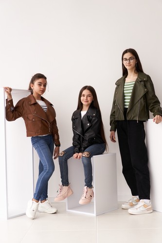 Kids Eco Jacket (Faux) Leather For A Girl Jane Black Casual 8-18 Years Wellajur - Picture 4 of 8