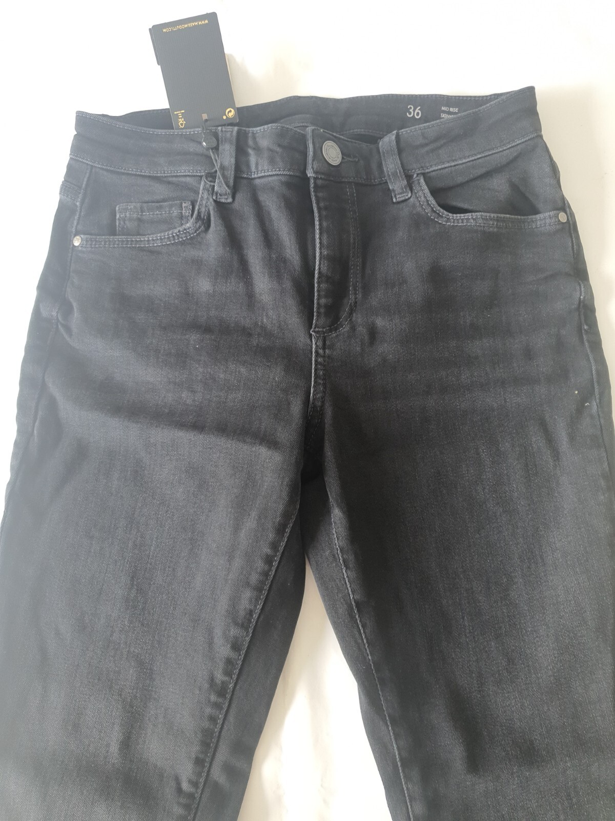 Massimo Dutti Mid Rise Full Length Skinny Jeans UK8 Black image 2