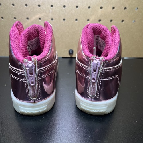 Skechers Toddler Girl SZ 8 Energy Lights Rose Gold Pink Light Up Zip