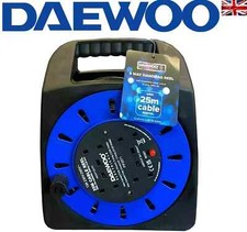 Extension Lead Reel 4 Way 25M Cable Socket Heavy Duty 13A Daewoo