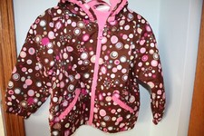 NWT Hanna Andersson Girls Size 100 4 Brown Pink Dot Fleece Lined Ruffle Jacket