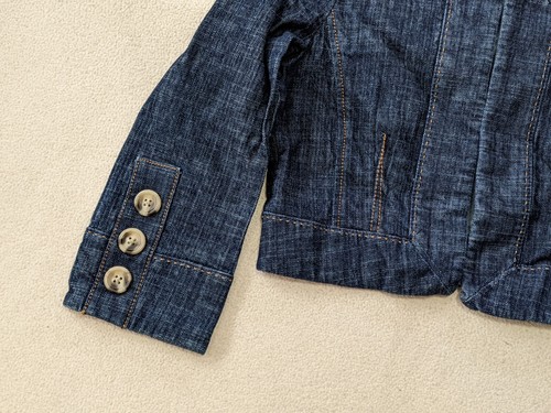 Ann Taylor Loft Denim Cover Jacke offen vorne dunkel gewaschen kurz Damen Größe 4 - Bild 2 von 15